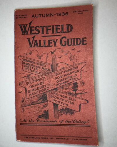 Westfield Massachusetts 1936 Valley Guide Services Vintage Advertising Map