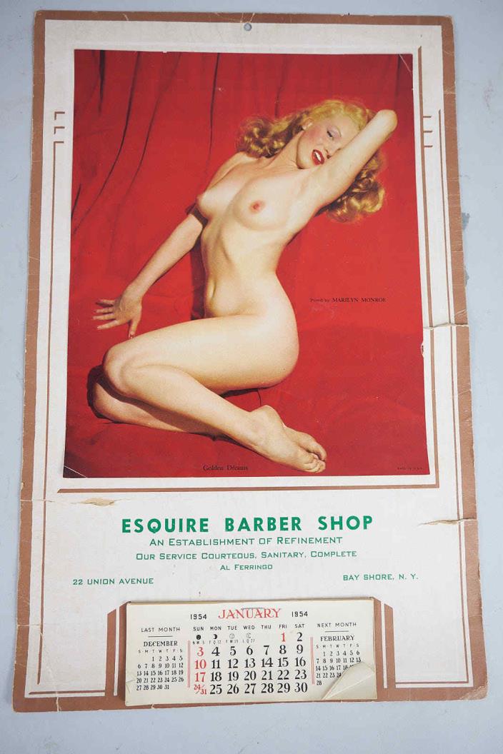 Vtg 1954 Marilyn Monroe Golden Dreams FULL Calendar Esquire Barber Shop NY