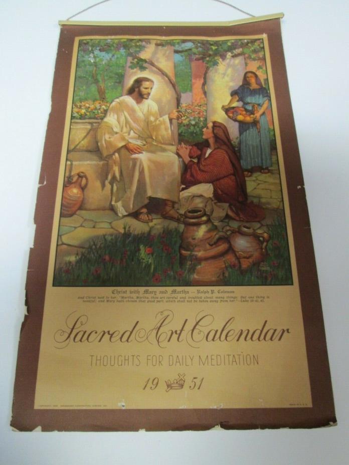 1951 Sacred Art Calendar Thoughts For Daily Mediation Messenger Corporation