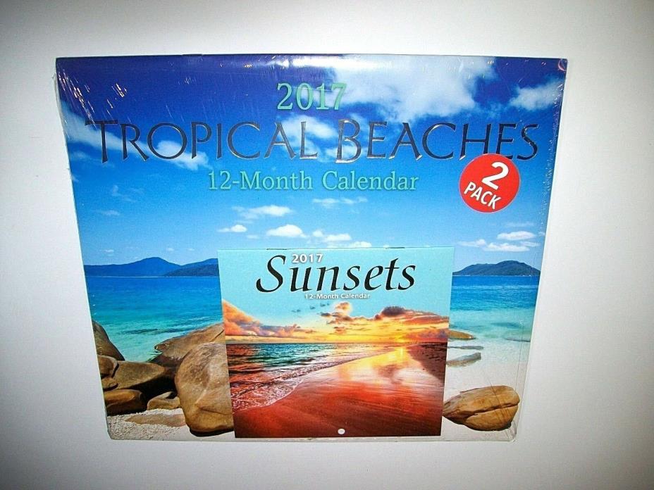 Tropical Beaches & Sunsets - 12 Month Calendar -  - 2 Pack - 2017
