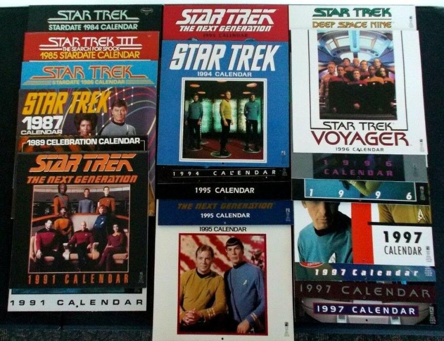 vintage 1980s 80s Star Trek WALL CALENDARS Search for Spock, Cast Favorites, DS9