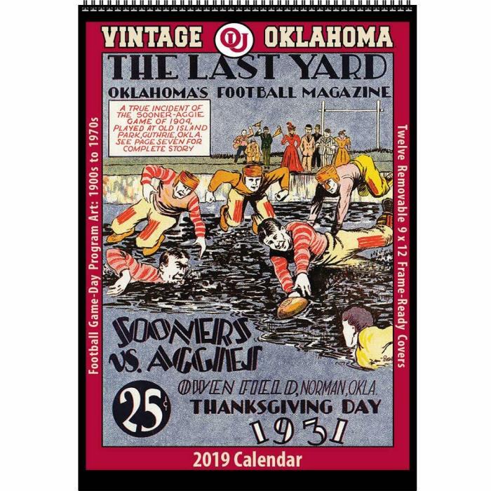 2019 Vintage Oklahoma Sooners Football Wall Calendar - BRAND NEW!