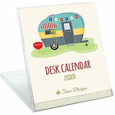 2019 Desk Calendars Foil Embossed With Convertible Stand Happy Camper Cover