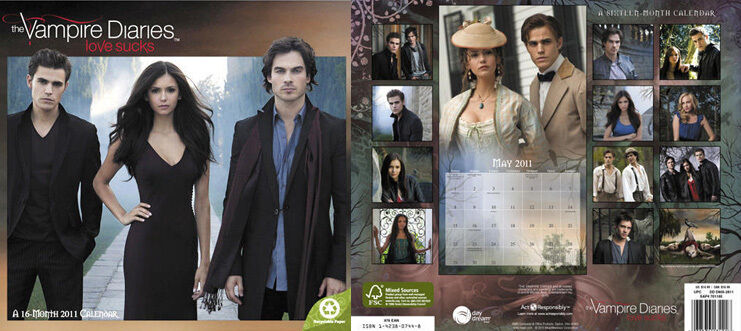 Vampire Diaries 2011 Wall Calendar - Nina Dobrev, Ian Somerhalder, Paul Wesley