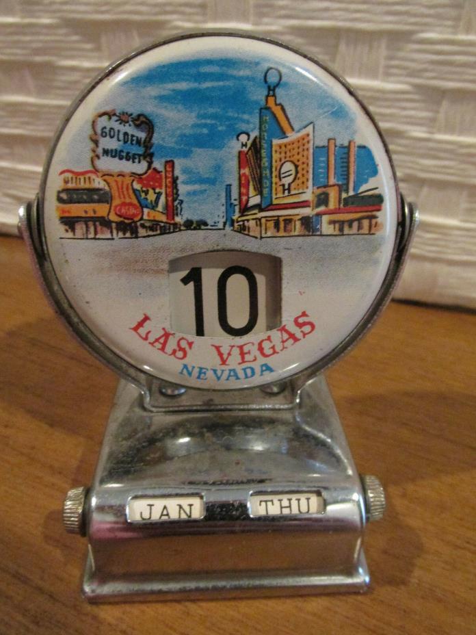 PERPETUAL FLIP CALENDAR CHROME METAL LAS VEGAS STRIP NEVADA SOUVENIR