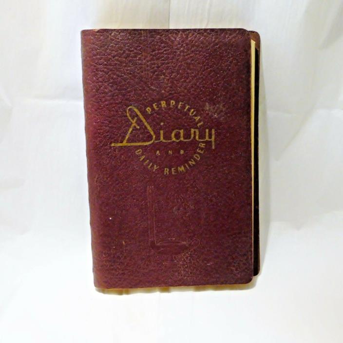 Vintage 1936 Perpetual Diary & Daily Reminder Calendar Oxblood Leather Cover