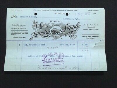 USED BILLHEAD 1912 BUFFALO LAUNDRY SUPPLY CO BUFFALO NY