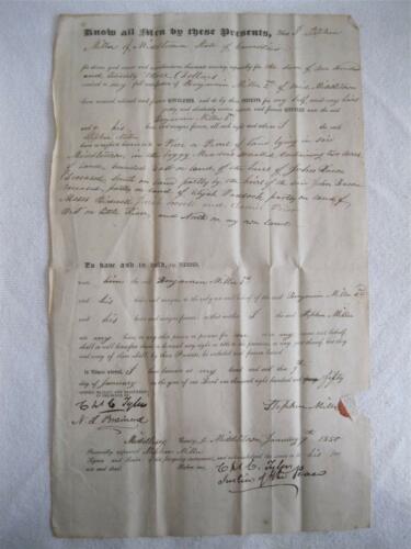 Quit Claim Stephen Miller - Benjamin Miller 1850 Middletown Connecticut
