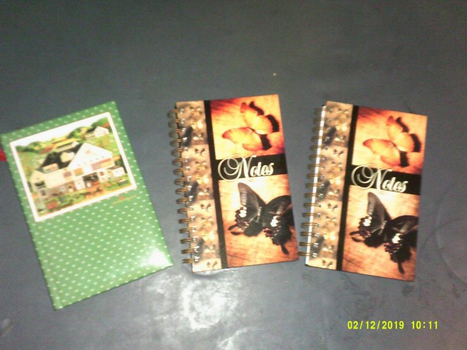 3 NEVER USED HARD BACK JOURNAL NOTE BOOKS 2 BUTTERFLY COVERS