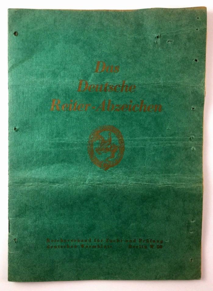 German Equestrian Badge Certificate Booklet Reiterabzeichen Berlin Germany 1931