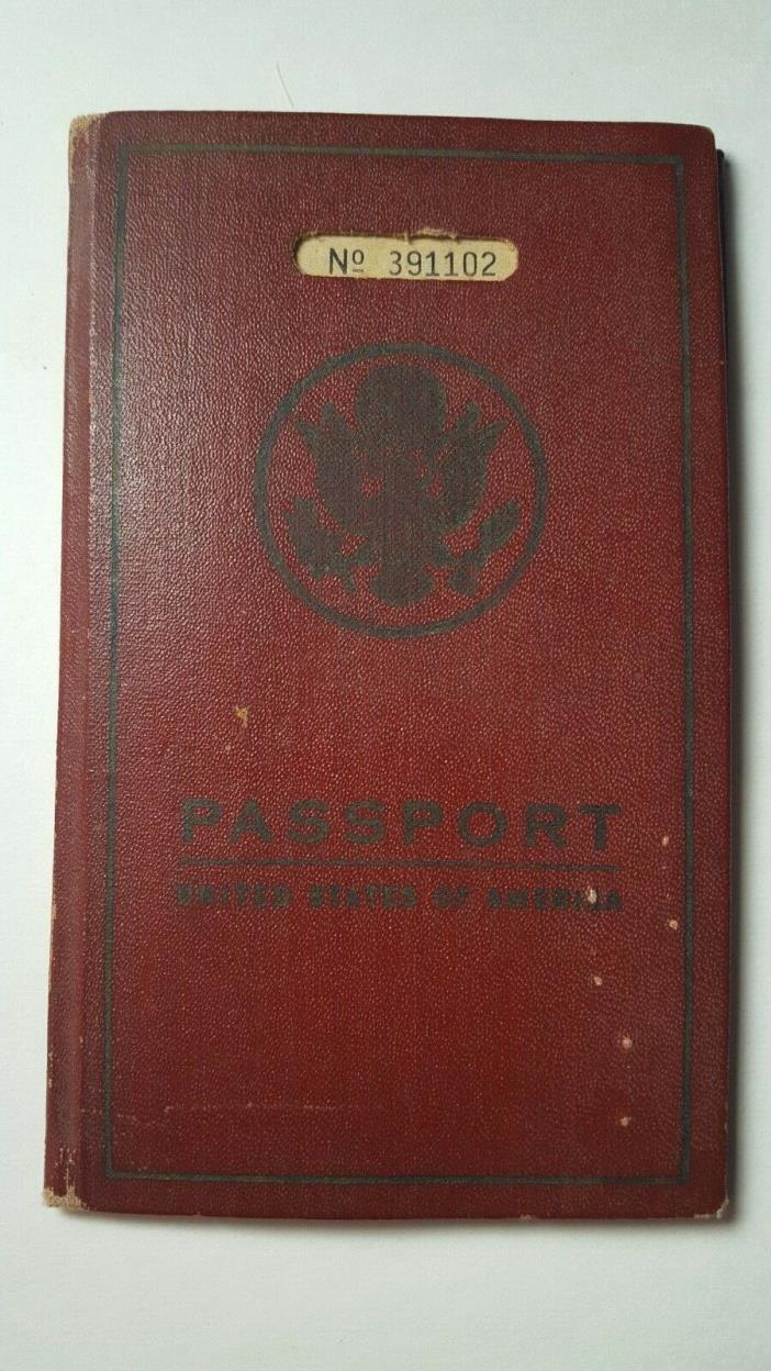 ANTIQUE PASSPORT US 1927 DETROIT FRANCE NETHERLANDS GREAT BRITAIN IRELAND