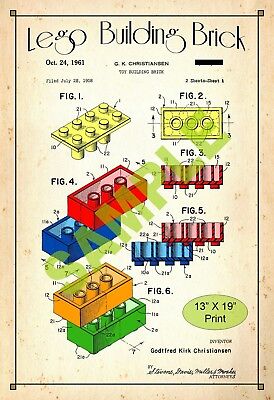 U.S. Patent Drawing Art Print Lego Building Brick Block Childs Play Room Poster
