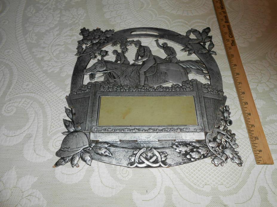 Large Antique Victorian Dimensional Fold Open Die-Cut Fox Hunt On Horseback NOS