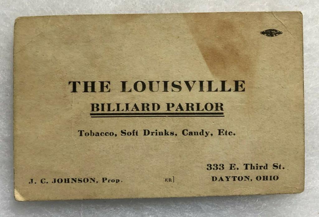 VINTAGE BUSINESS CARD - BILLIARD POOL PARLOR - DAYTON OHIO