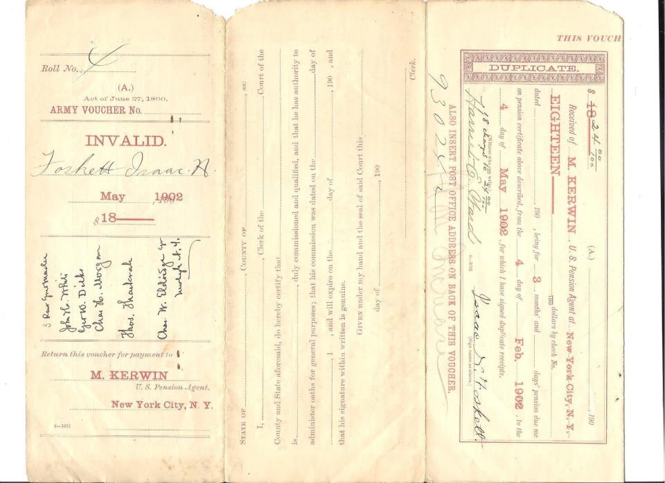 1902 95/4) US Army Pension Voucher