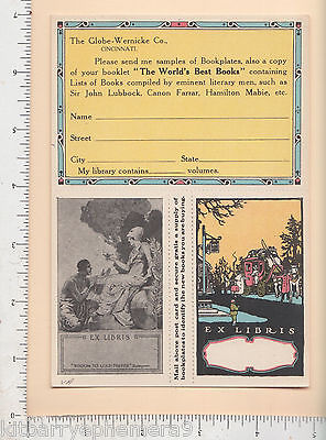 7750 Globe Wernicke bookcase postcard bookplate Farrar Shakespeare quote 1910