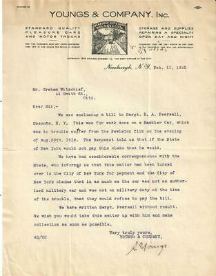 1920 letter, Youngs & Co. Autos, Newburgh.N.Y.