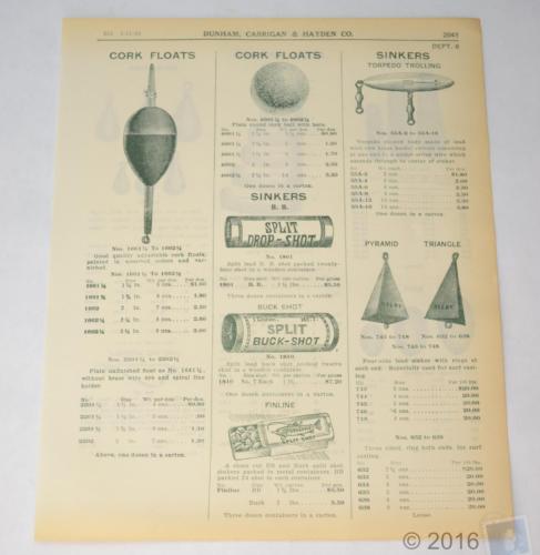 1939 Paper ADVERT Fishing-Cork Floats-Lead Sinkers - Dunham ADVERTISING 2 SIDED