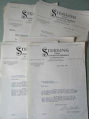 18 Old 1920's Sterling Fire Insurance of Indiana Letterheads