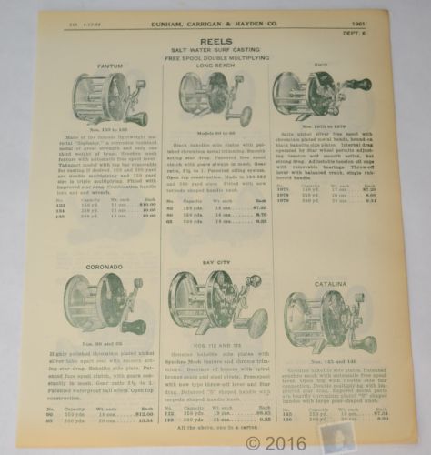 1939 Paper ADVERT Fishing Reels - Dunham ADVERTISING 2 SIDED