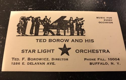 Vintage 1920's 30's Orchestra Musical Buffalo N Y Business Card Unused