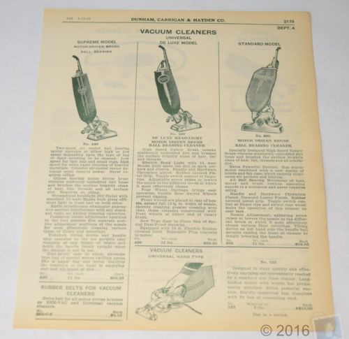 1939 Paper ADVERT Vacuum Cleaners - Dunham ADVERTISING 2 SIDED