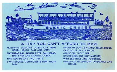 historical ephemera ticket stubs Victory 11 Scenic Cruise, St Augustine,Fla.