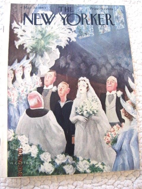 $8 New Years sale~NEW YORKER mag 3/20/1943~WEDDING cover~Woody Guthrie bk review