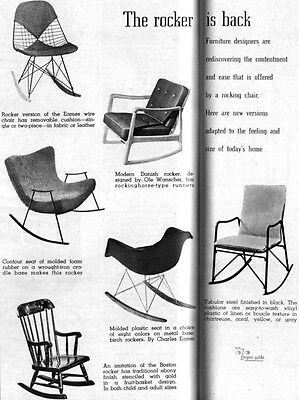 Eames Molded Plastic Chair Rocker WIRE CHAIR Ole Wanscher 1953 Magazine Pages
