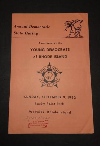 1962 Annual Democratic State Outing Program Warwick Rhode Island Young Democrats