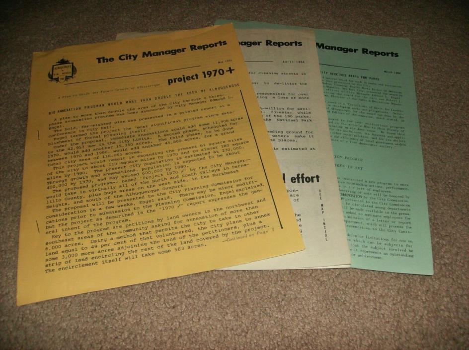 ALBUQUERQUE NEW MEXICO THE CITY MANAGER REPORTS (3)  - 1964