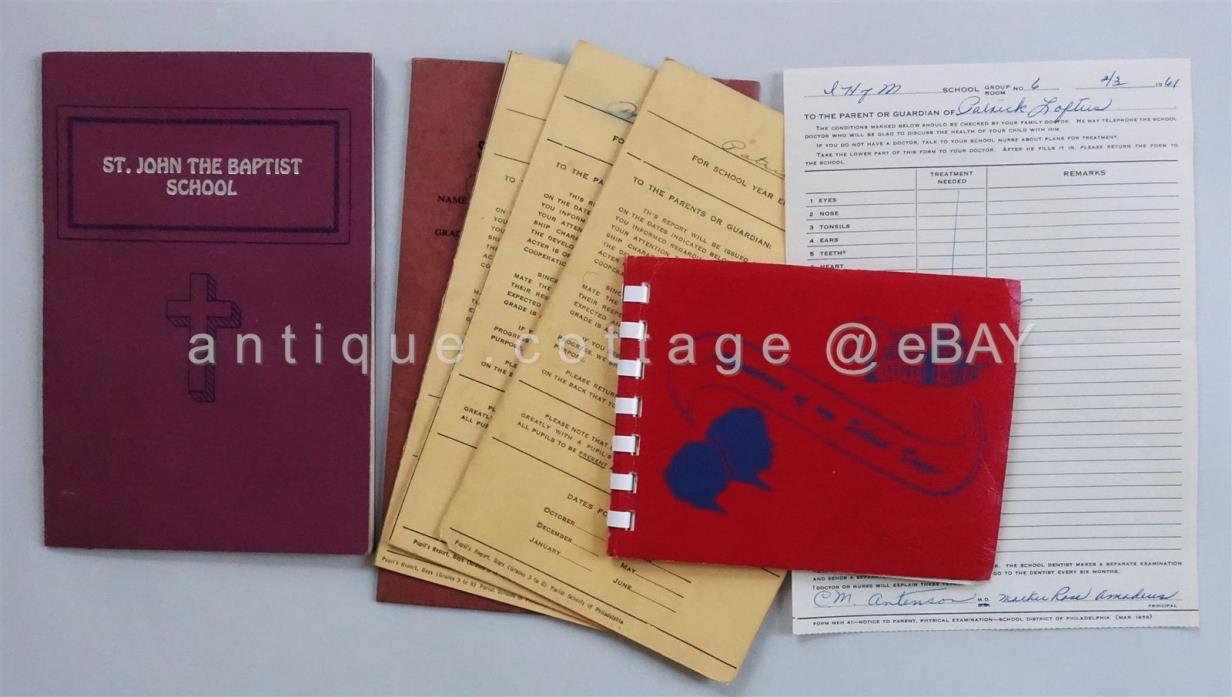 LOT 1959/62 vintage PATRICK LOFTUS CATHOLIC SCHOOL PHOTOS REPORT CARDS phila pa