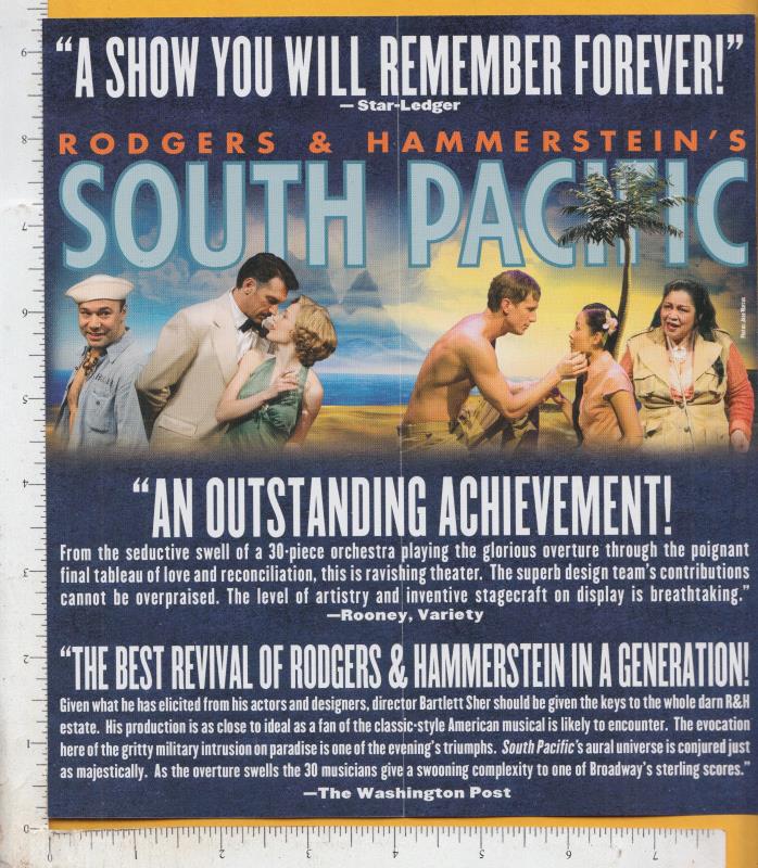 B165 South Pacific Lincoln Center Theater NYC 2008 flier Rogers & Hammerstein