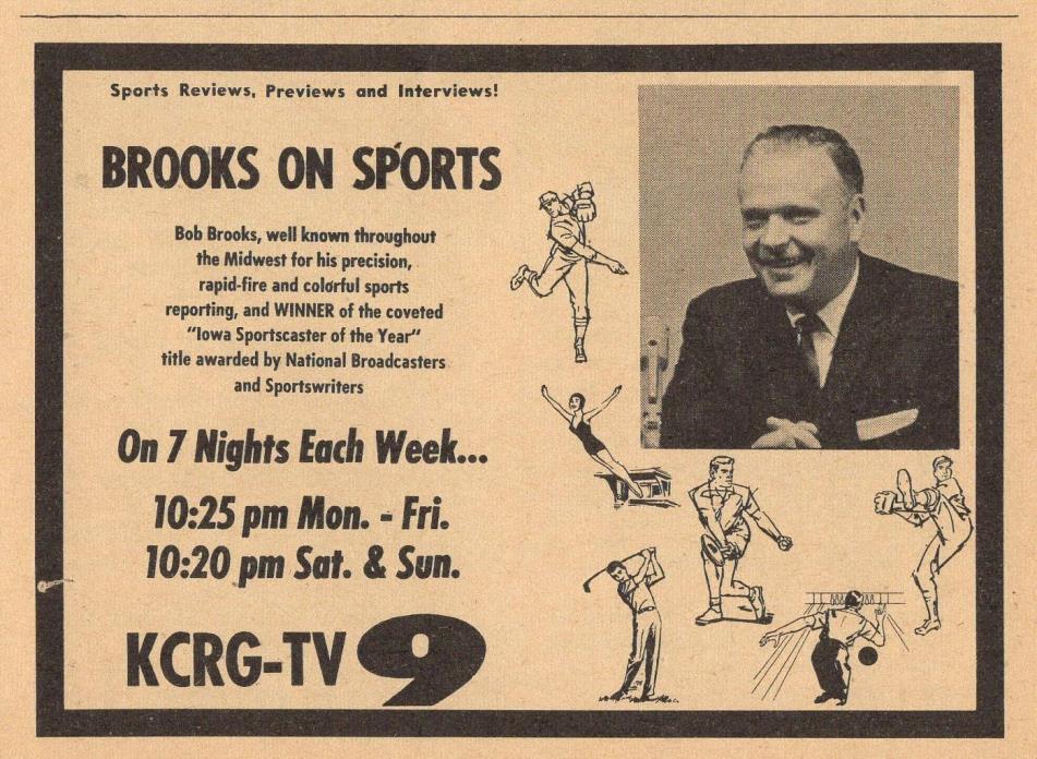1963 TV AD~BOB BROOKS ON SPORTS~KCRG CEDAR RAPIDS-WATERLOO,IOWA