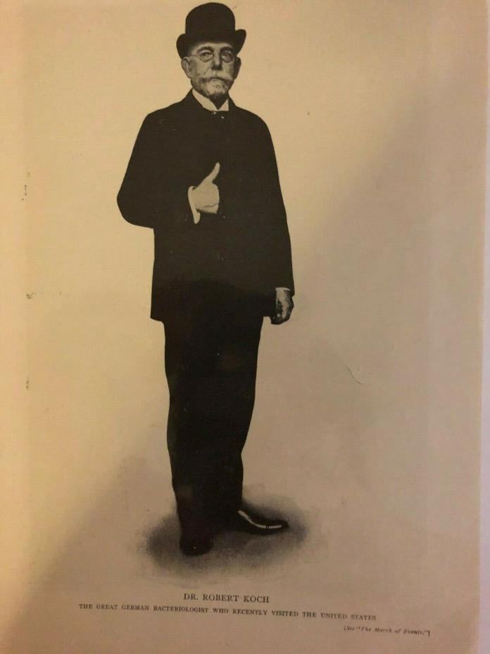 1908 Vintage Magazine Print Dr. Robert Koch German Bacteriologist