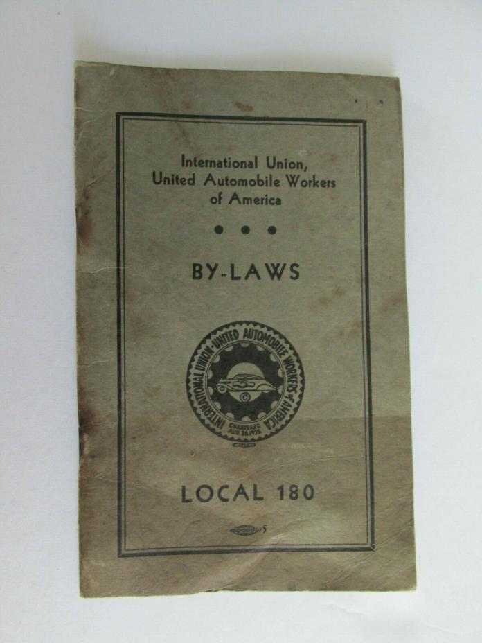 XX122 United Auto Automobile Workers Union local 180 1937 bylaws notebook