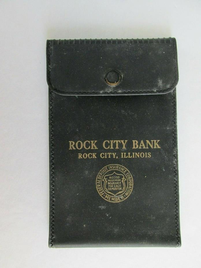 XX128 Rock City Bank IL Illinois pocket notebook Note Book wallet advertising
