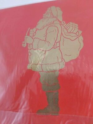 Hallmark Christmas Gift Wrap Paper Sheets Red Gold Santa Claus St Nick Vintage
