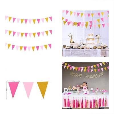 Banners & Garlands 30 Feet Vintage Glitter Paper Triangle Flag,Bunting Pennant