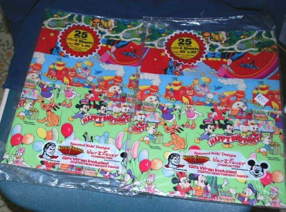 lot of Vintage Children's Wrapping Paper Super Friends/Walt Disney & others
