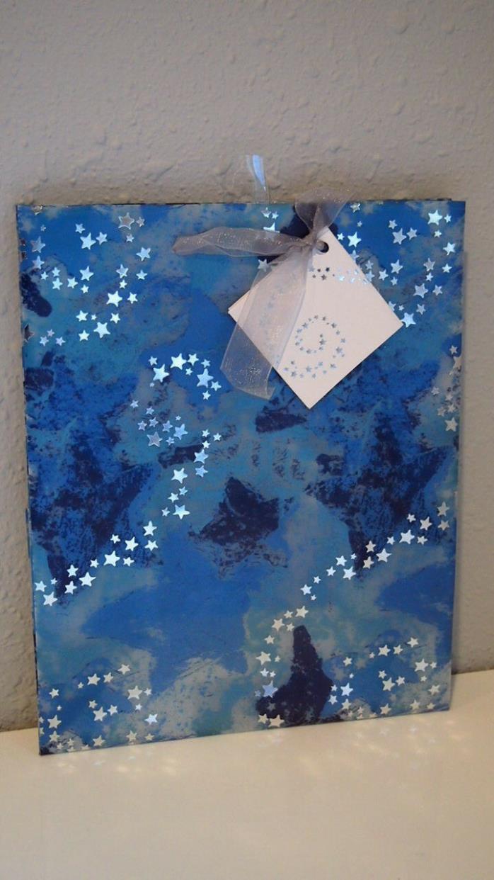 Holiday Gift Bag Stars Jeanmarie Gift Wrapping New 2001 Christmas Blue Silver