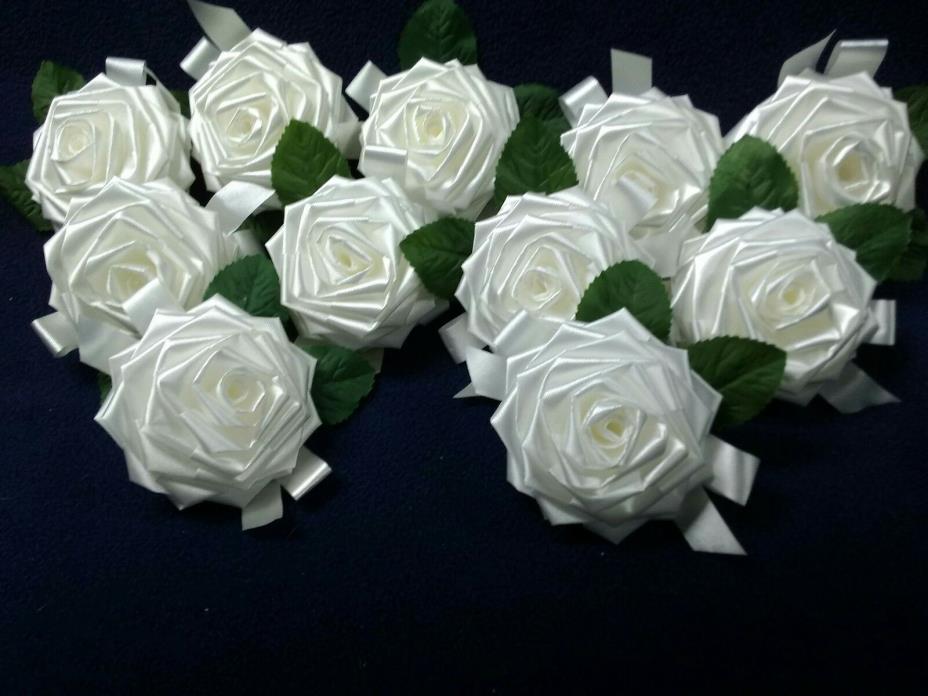 11 Vintage American Greetings  White Rose Flower bows