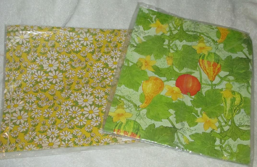 Gardener's Gift Wrap Set Vintage Wrapping Paper Gift Gourds Sheets daisies NEW