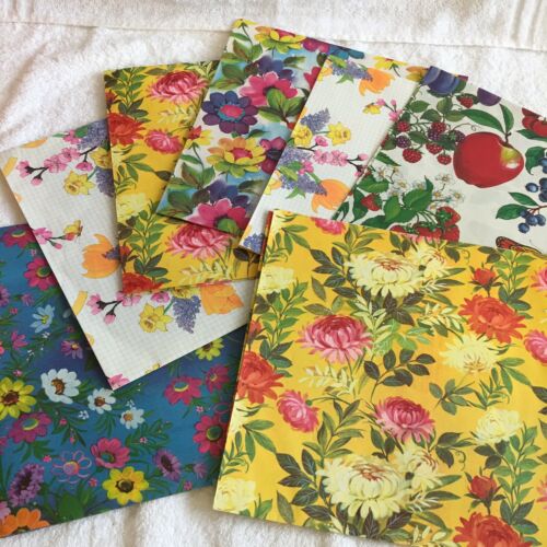 Vintage Floral Flower Power Gift Wrapping Paper Ephemera Scrapbooking 7 Sheets