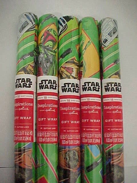 Lot of 5 STAR WARS Inspirations Hallmark Christmas Gift Wrapping Paper 65 Sq Ft