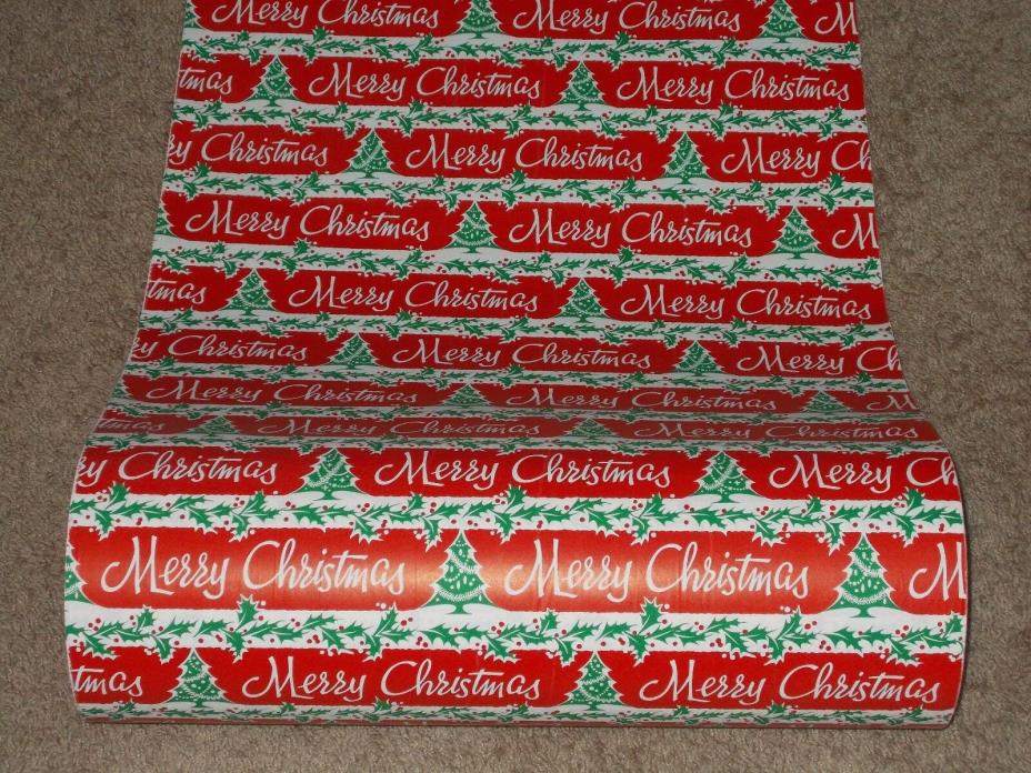 VTG 1950 MERRY CHRISTMAS STORE WRAPPING PAPER 2 YARDS GIFT WRAP MCM ATOMIC