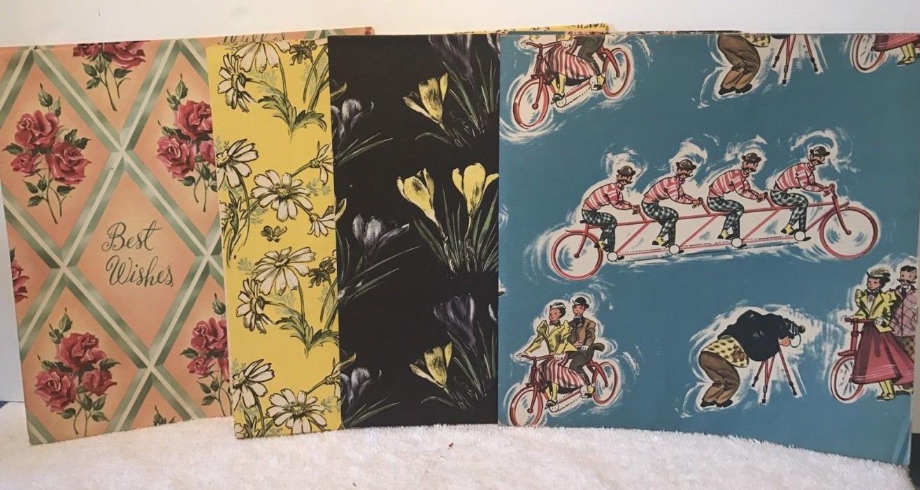 Vintage 1950's All Occasion Assorted Gift Wrapping Paper 10 Sheets 25 3/4