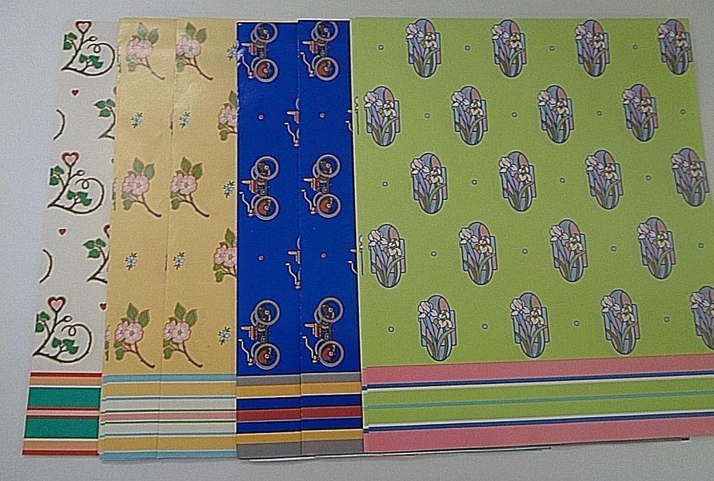 Vintage Current Gift Wrap Sheets Father's Day Hearts and Floral with Cards