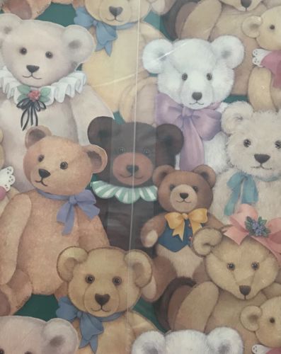 VTG Gibson teddy bear plush print Gift Wrap wrapping paper folded 2 sheets