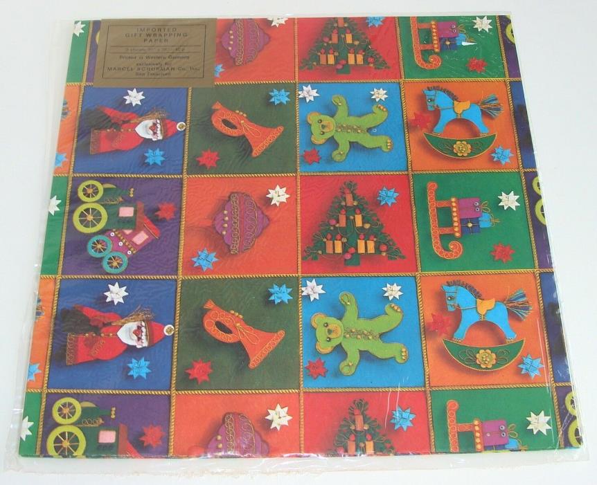 Vintage Marcel Schurman  Christmas Gift Wrapping Paper New in Sealed Package